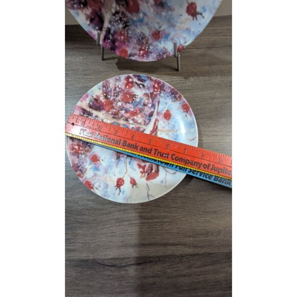 Judy Buswell Winter Watch Plate Set 4 Dessert Plates & 1 Server 8" Bird Design - Picture 6 of 6